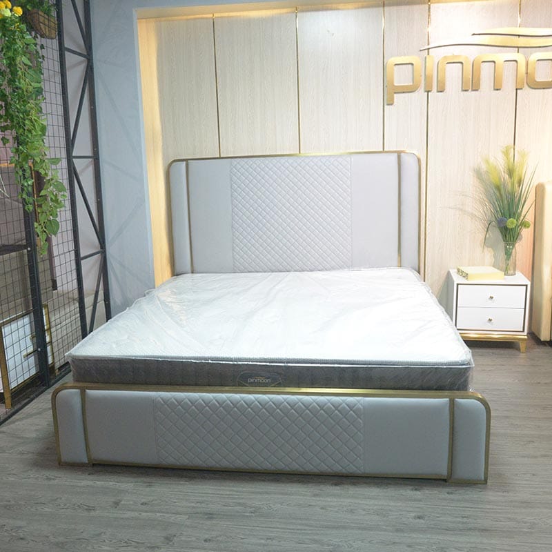 Royal ODM+OEM hotel luxury leather beds with stainless steel frame