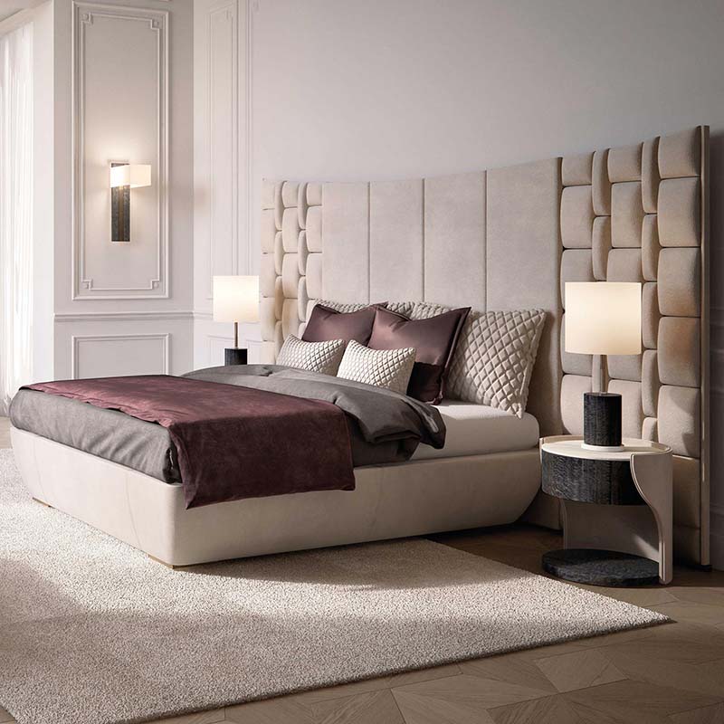Cama king de lujo moderna post modern king size light luxury leather bed