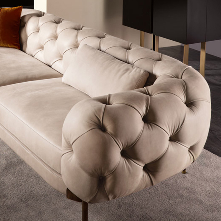 Italian modern luxury chesterfiled button tufted leather sofa design wholesale