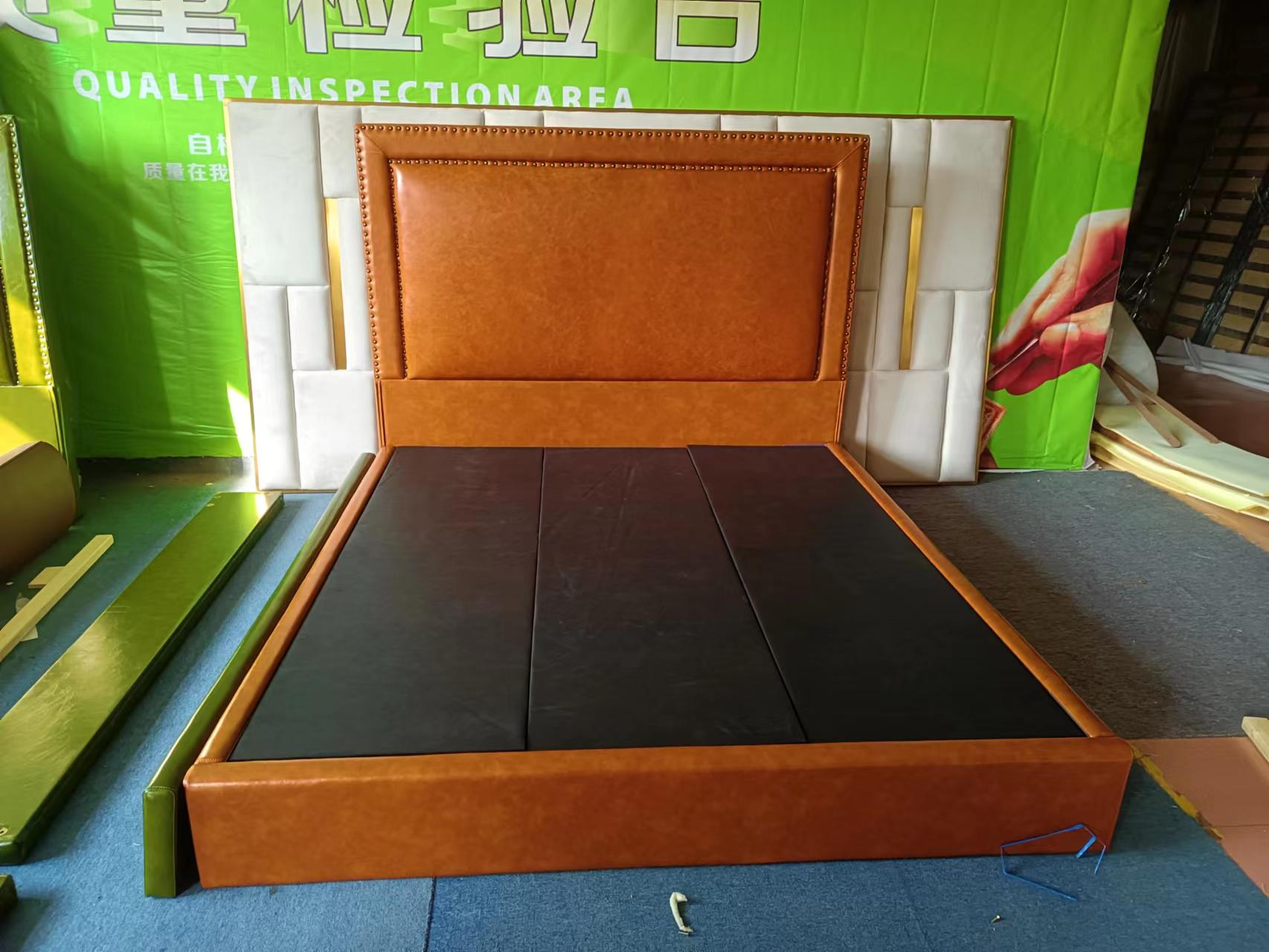 Waxy genuine leather bed