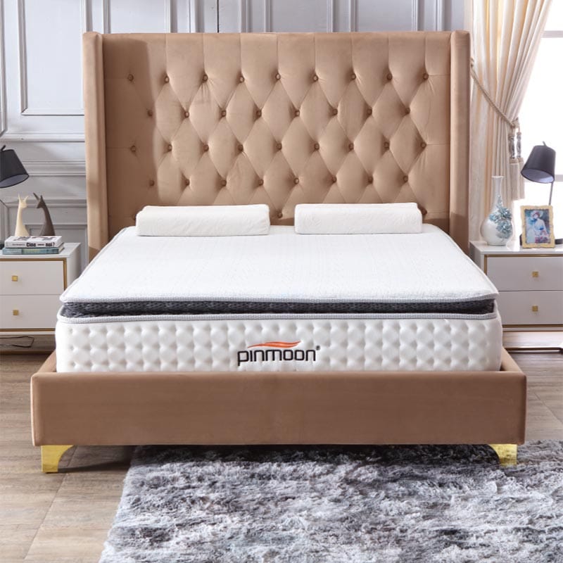Diamond Tufted Upholstered Bed Design, Modern King Size Bed Design