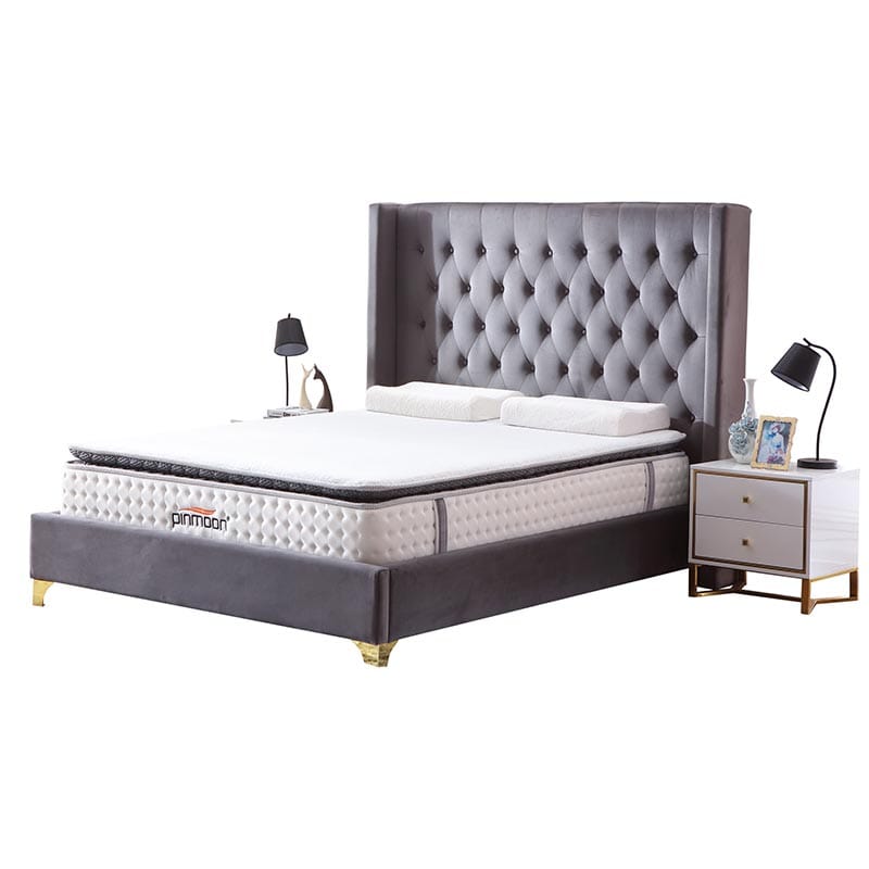 Modern king size diamond tufted upholstered bed design