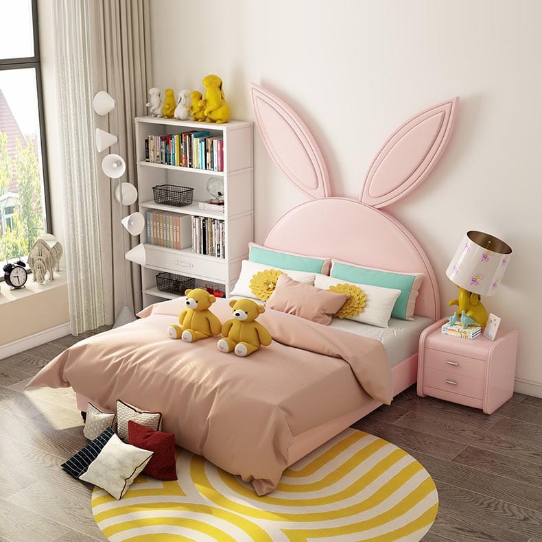 Pink princess storage kids girls bed for beautiful bedroom