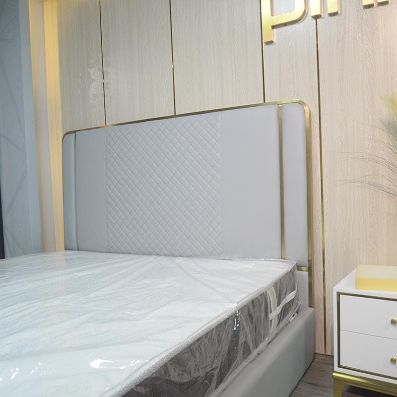 Royal ODM+OEM hotel luxury leather beds with stainless steel frame