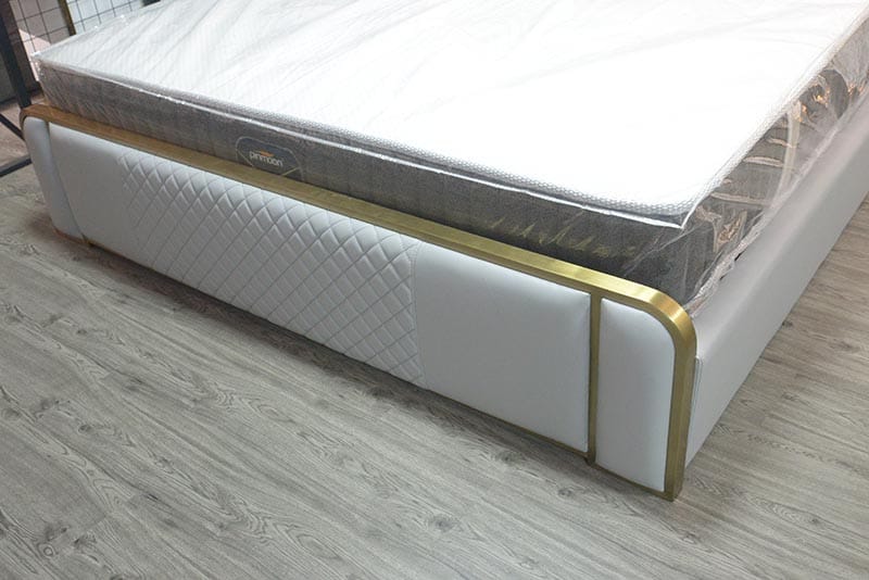 Royal ODM+OEM hotel luxury leather beds with stainless steel frame