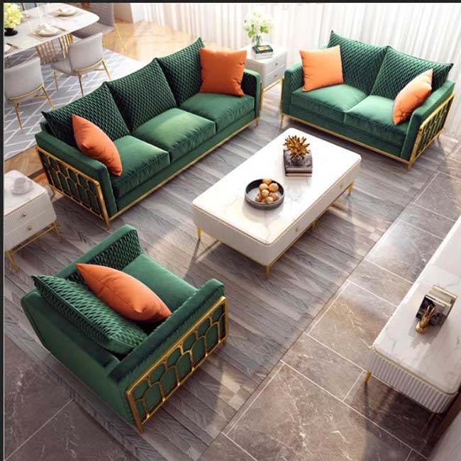 Luxury velvet fabric corner sofa design