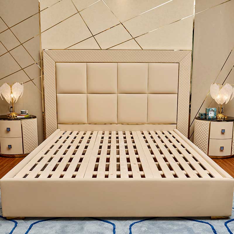 Wholesale modern latest king size solid wood pu luxury leather bed