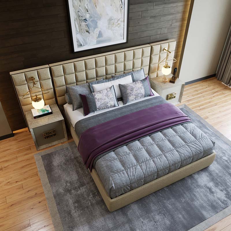 Custom modern upholstered luxury king size beds room hotel furniture 