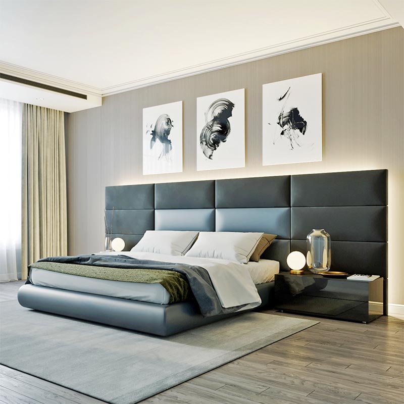 Luxury hotel super king size upholstered bed for bedroom furniture 