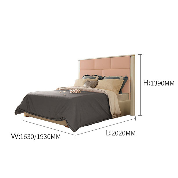 Queen size leather upholstered gas lift bed frame with storage mechanism
