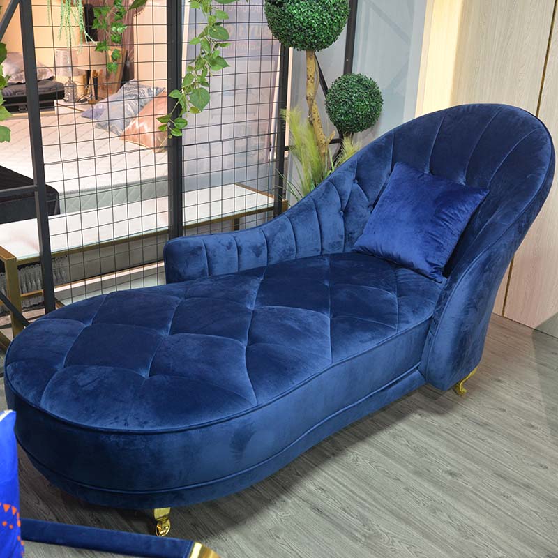 Blue color fabric upholstered lougue chaise