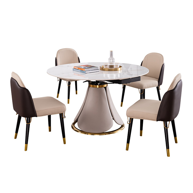 Modern luxury round dining table and chairs