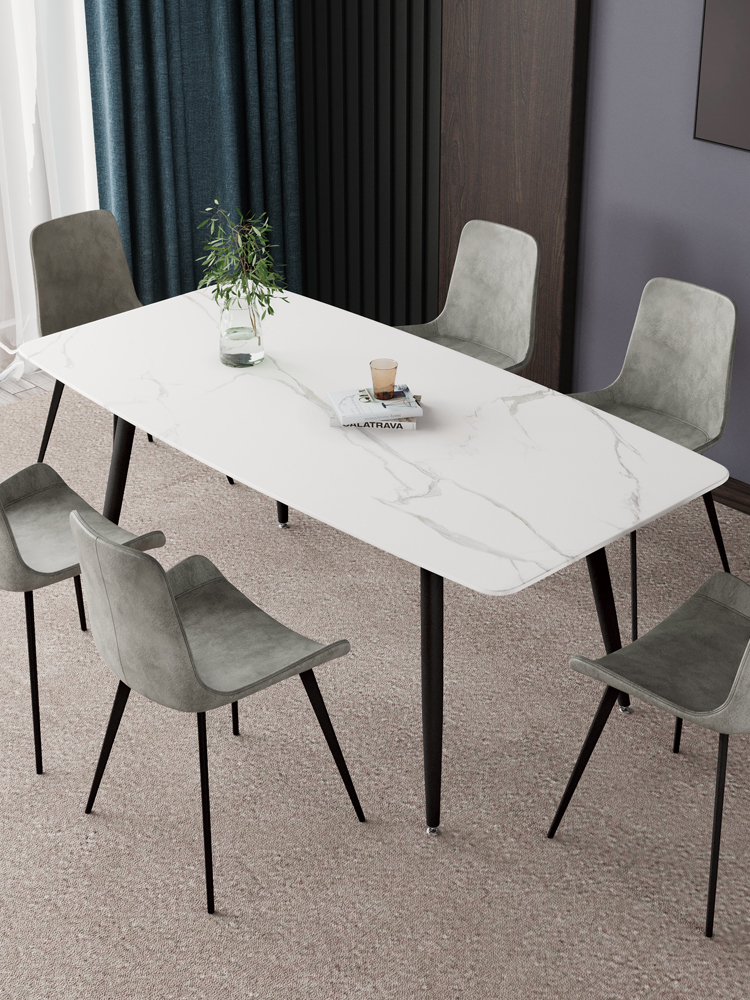 Modern cheap square marble stone dining table with 4 chairs