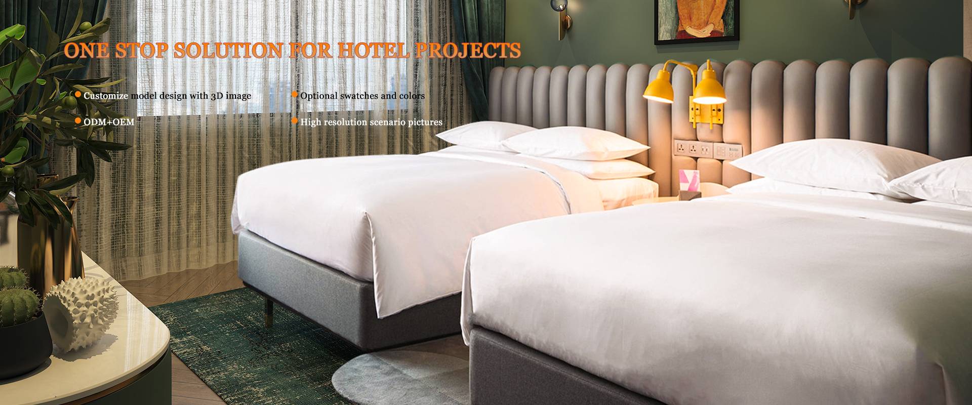 Super king size hotel upholstered beds