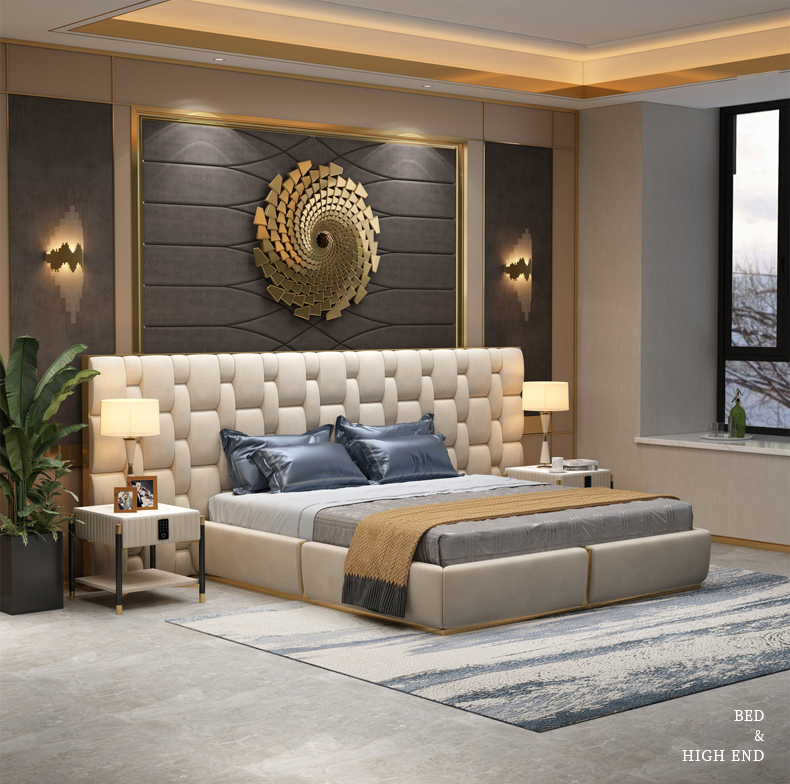 cama king de lujo modern post modern king size storage light luxury leather beds