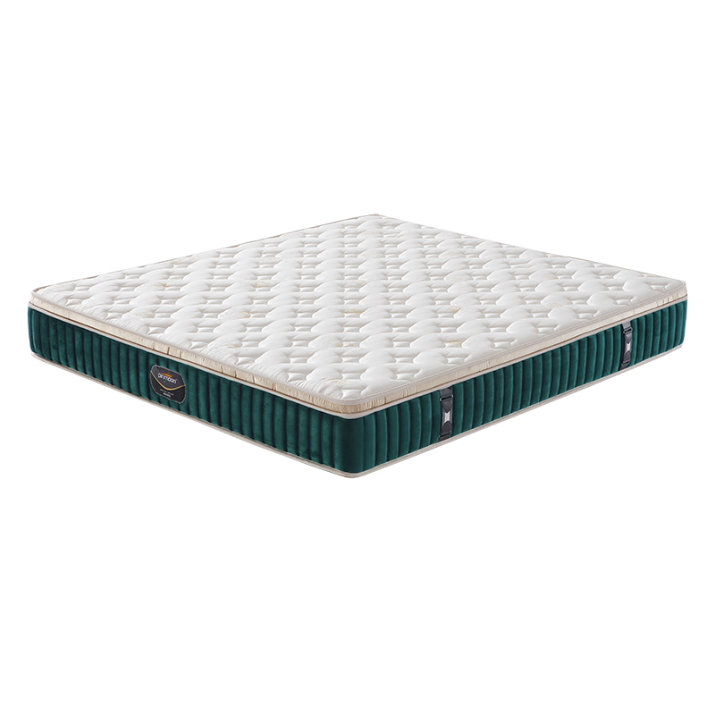 Green silk cotton fabric queen size pocket spring foam rolled up mattress 