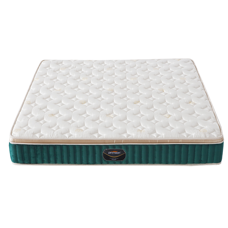 Green silk cotton fabric queen size pocket spring foam rolled up mattress 