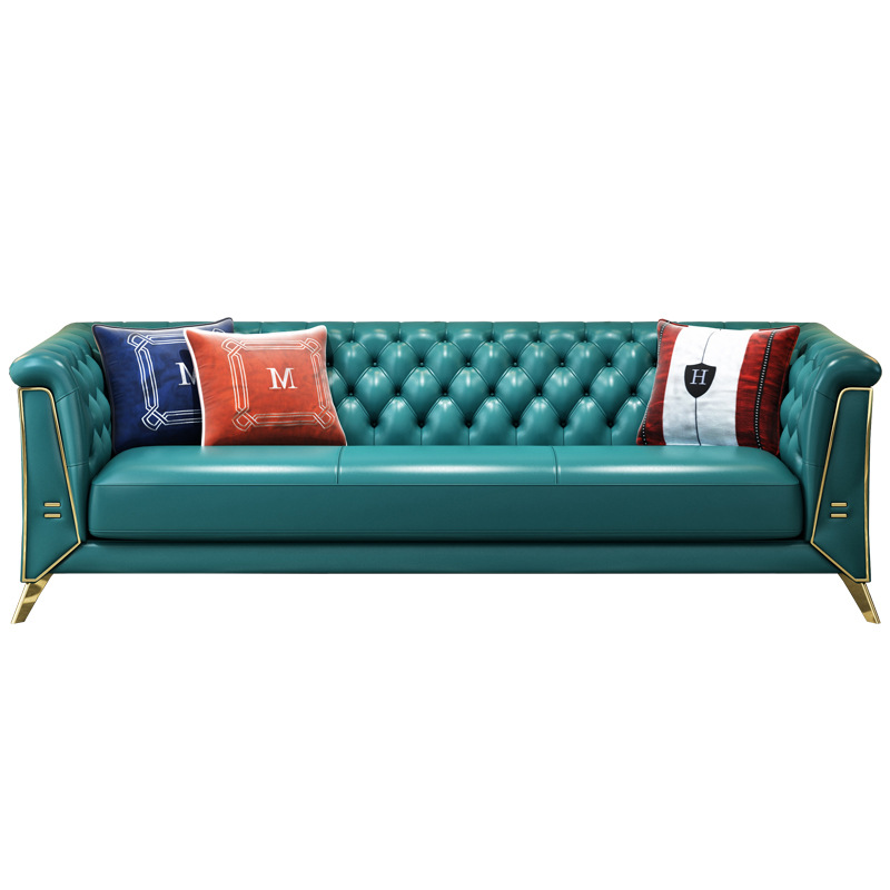 modern velvet button tufted upholstered sectional genuine leather  sofas