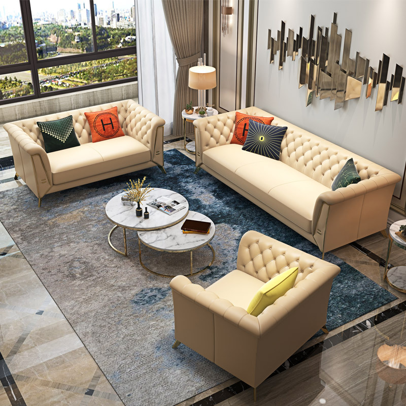 modern velvet button tufted upholstered sectional genuine leather  sofas