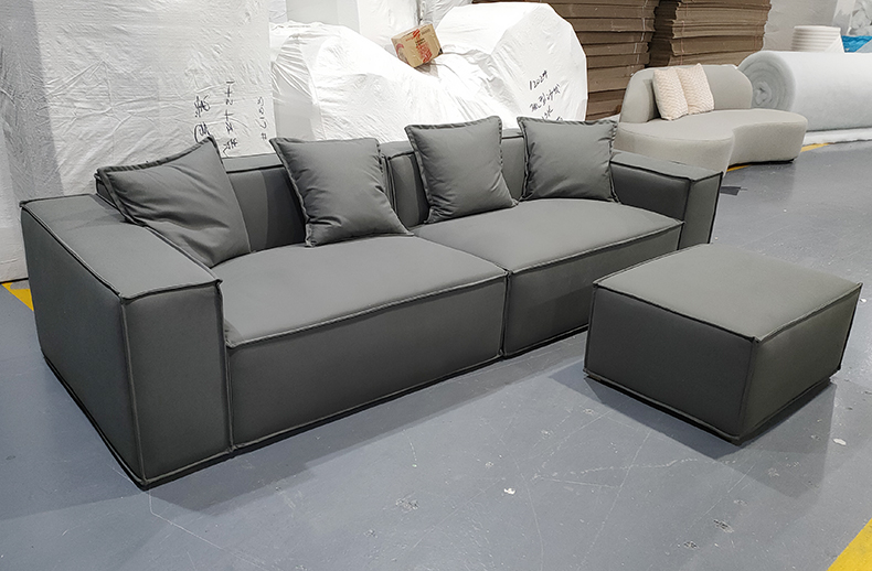 Cheap modern grey lounge leather sofa set low price with chaise