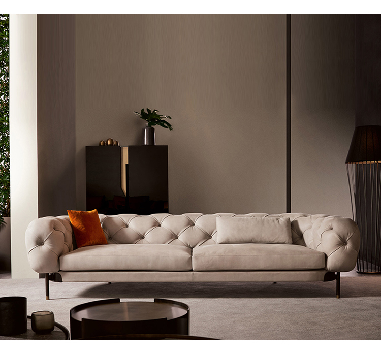 Italian modern luxury chesterfiled button tufted leather sofa design wholesale