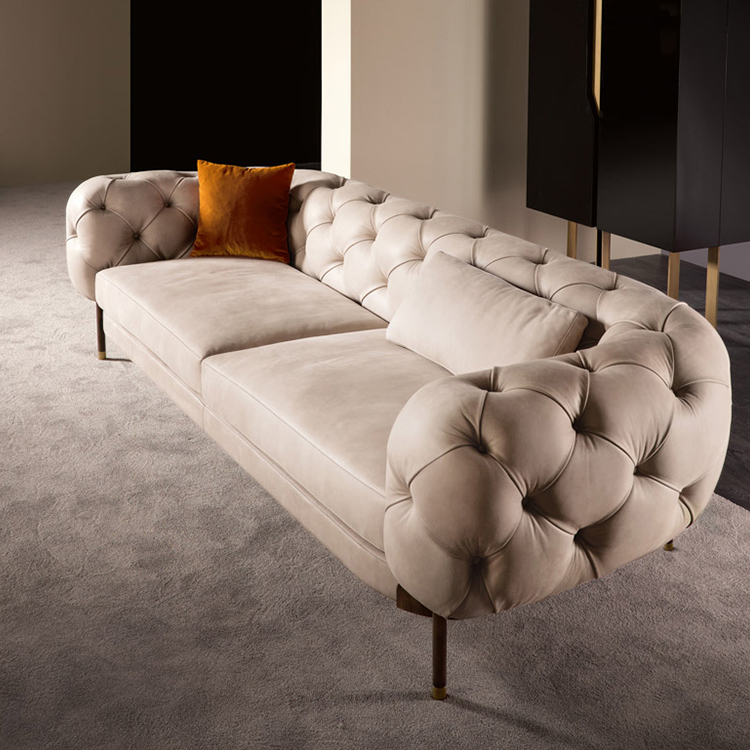 Italian modern luxury chesterfiled button tufted leather sofa design wholesale