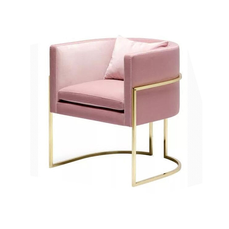 High quality pink luxury living room single wing sofa stool chair modern velvet