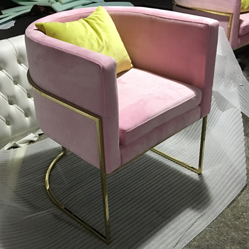 High quality pink luxury living room single wing sofa stool chair modern velvet