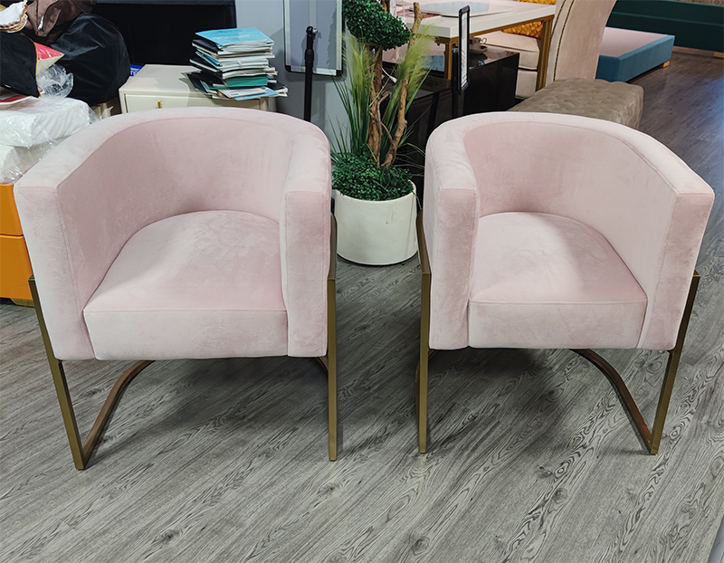 High quality pink luxury living room single wing sofa stool chair modern velvet