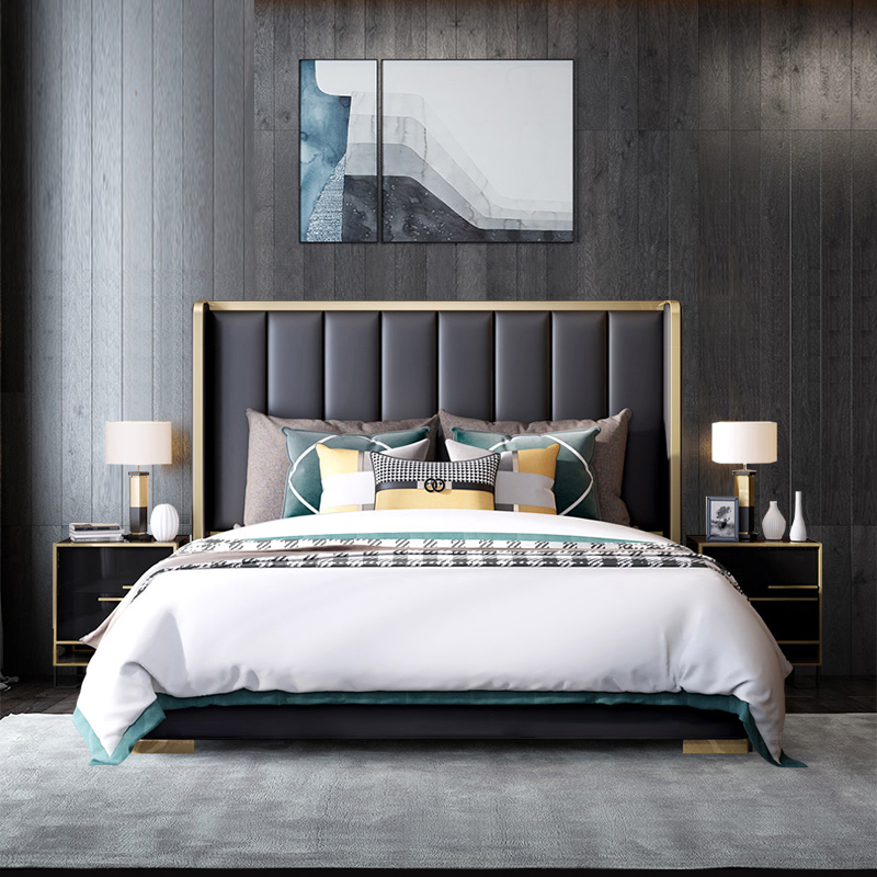 American black home adult modern luxury queen bed frame bedroom furniture design