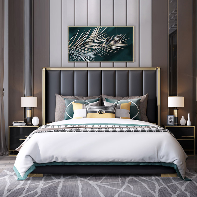 American black home adult modern luxury queen bed frame bedroom furniture design