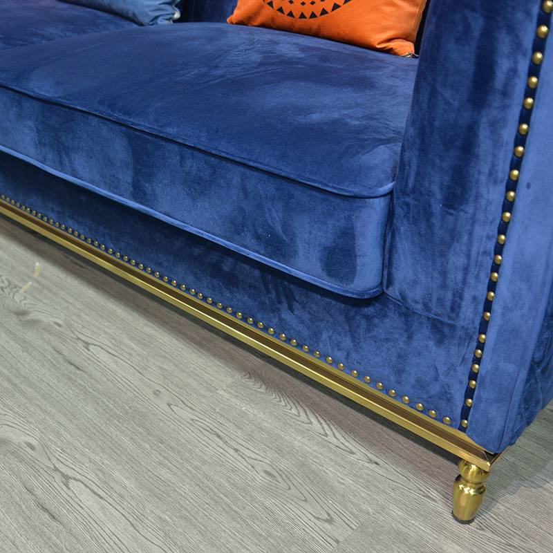 living room luxury sofa set furniture blue velvet fabric sectional recliner sofa