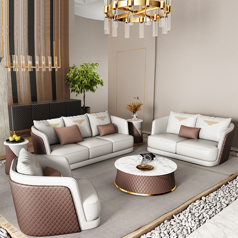 modern luxury leather sofa set