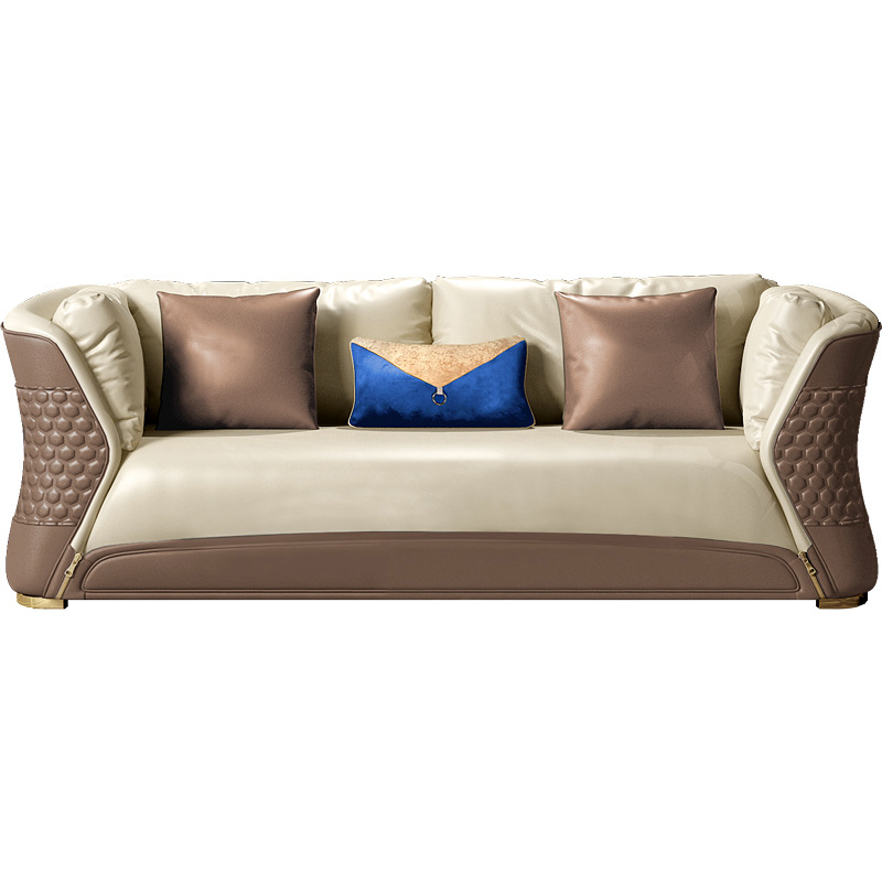  Post modern Italian luxury genuine leather upholstered 1+2+3 seaters sofa sets 