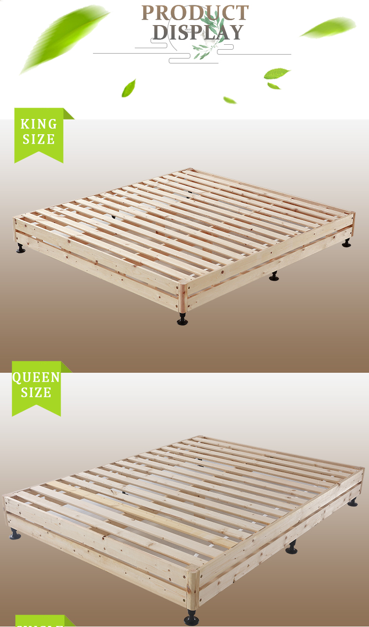 High quality single double queen king size solid pine wood platform bed frame