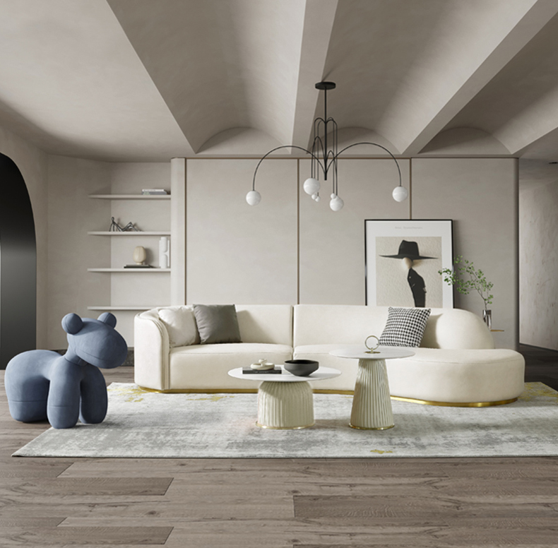 Italian  white genuine leather modern luxury  sofa