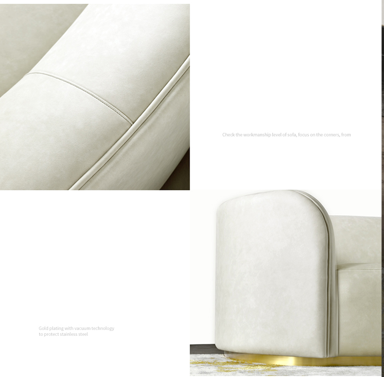Italian  white genuine leather modern luxury button tufted upholstered sofa