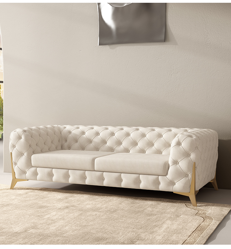 Dubai white synthetic leather post modern luxury upholstered sofa on sale 