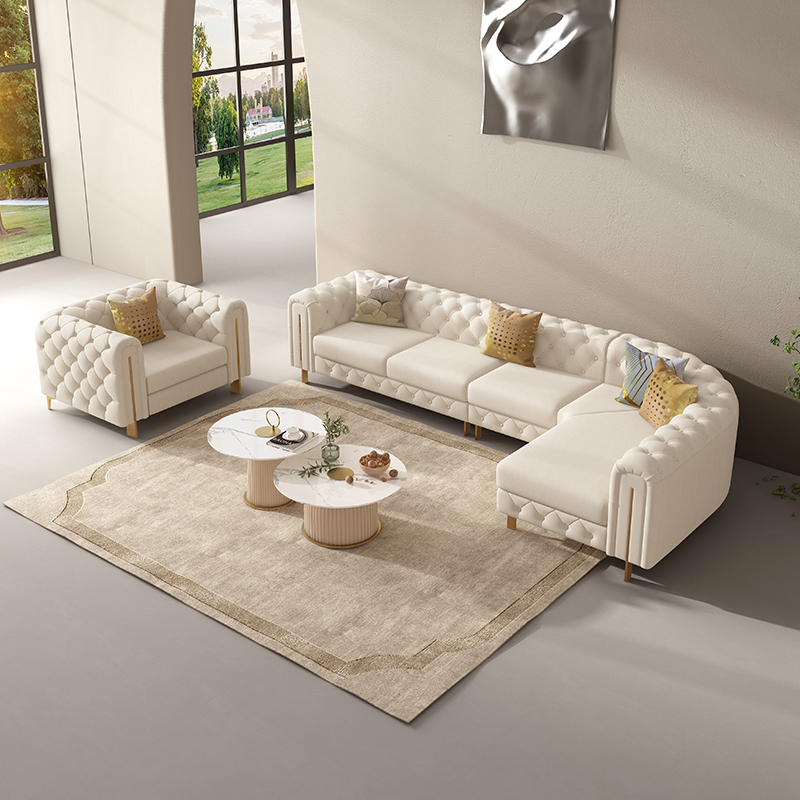 Dubai white synthetic leather post modern luxury upholstered sofa on sale 