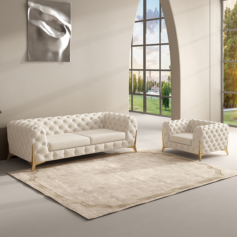 Dubai white synthetic leather post modern luxury upholstered sofa on sale 