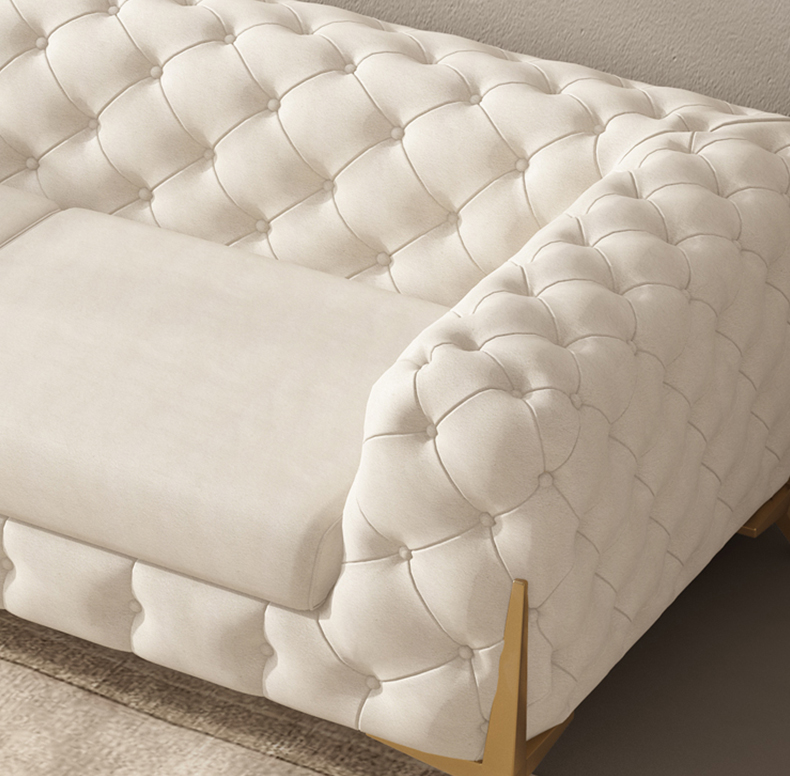 Dubai white synthetic leather post modern luxury upholstered sofa on sale 