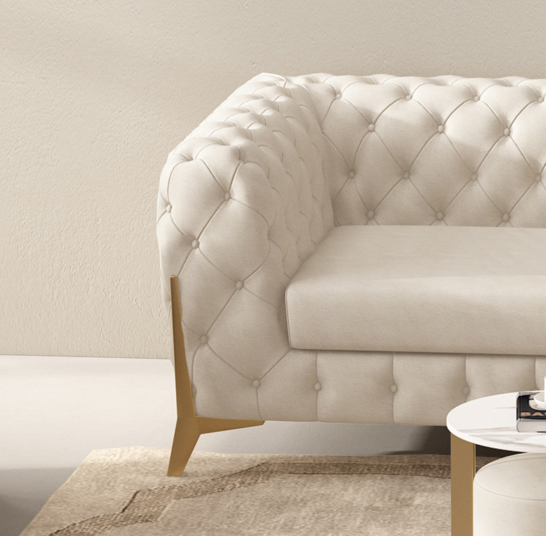 Dubai white synthetic leather post modern luxury upholstered sofa on sale 