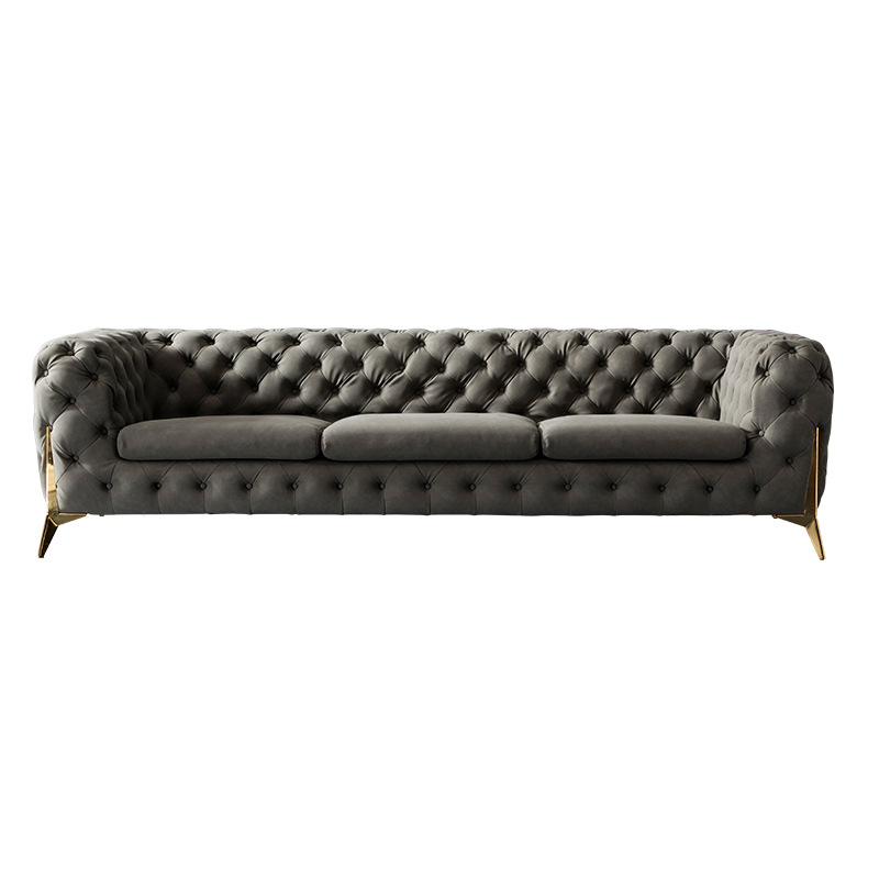 Post modern blue leather customize chesterfield button tufted sofa manufacturer