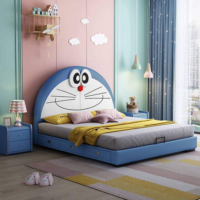 Sweet Doraemon children wooden divan storage kids bed for boys and girls