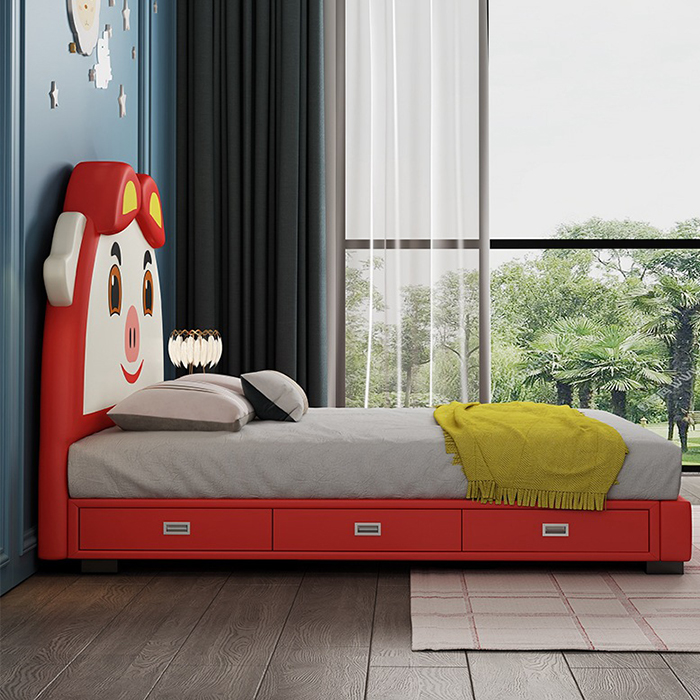 Pig children wooden storage divan kids beds