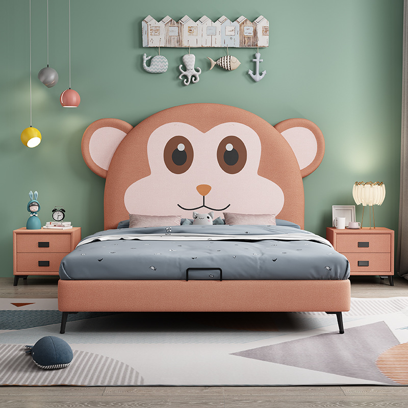 Monkey children bedroom set solid wood bed base kids double single queen size 