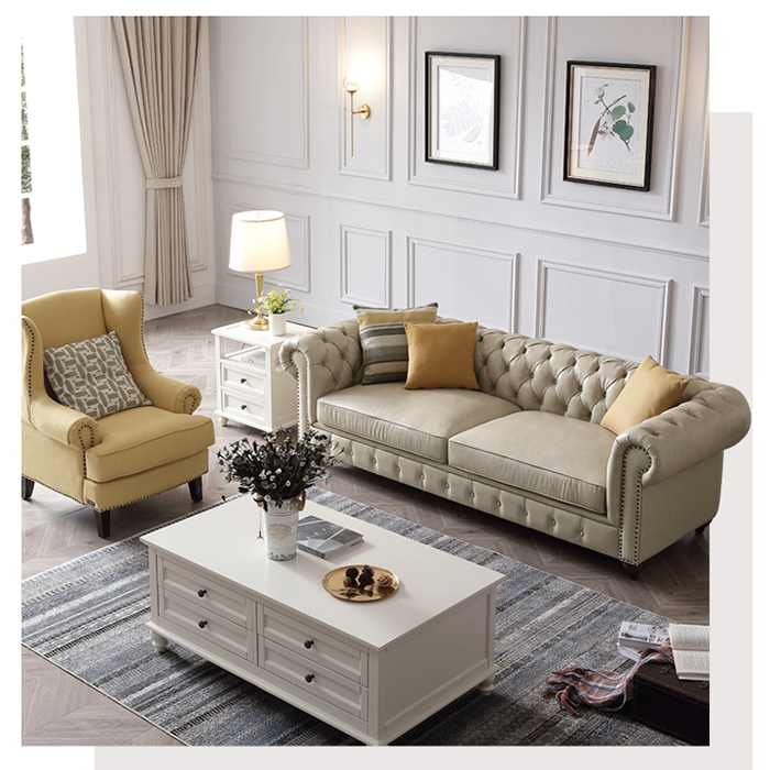 upholstered modern simple classsic italian deep chesterfield button tufted living room leather sofa  couch 