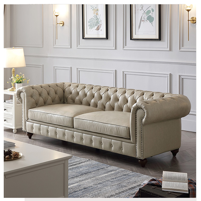upholstered modern simple classsic italian deep chesterfield button tufted living room leather sofa  couch 