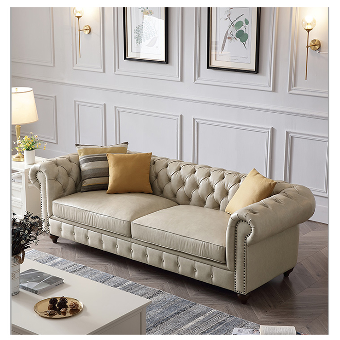 upholstered modern simple classsic italian deep chesterfield button tufted living room leather sofa  couch 