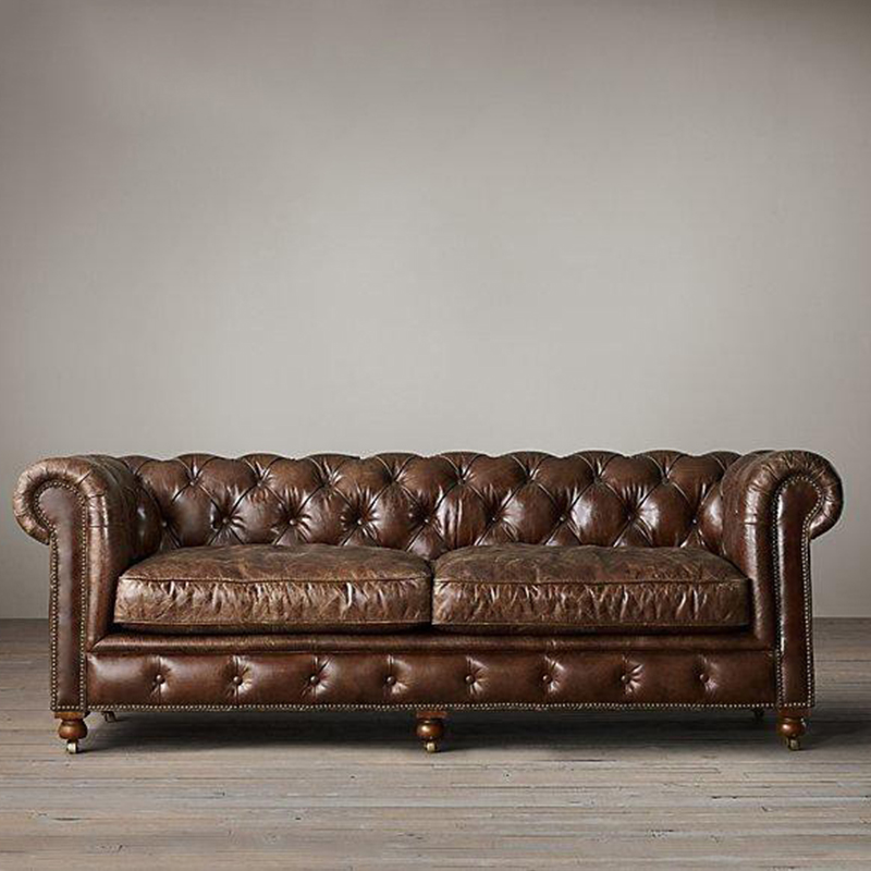China decorative modern pull upholstery diamond button tufted leather sofa 